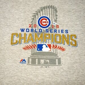 Chicago Cubs 2016 World Series Gray T Shirt Mens Medium MLB Baseball